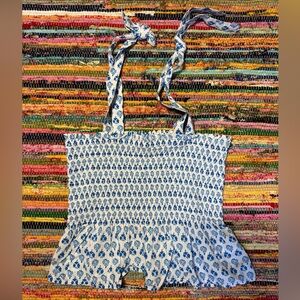 J. Crew Blue and White Tie Tank Top Size Medium